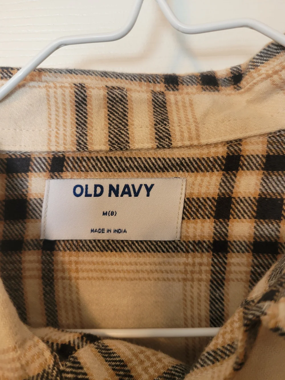 Old Navy Beige & Black Plaid Button-Up Shirt